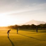 golf field with mountains